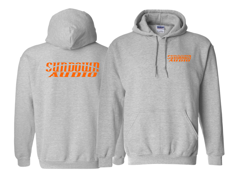 Sundown Audio Sport Grey Hoodie ( Small front left / Big back print )